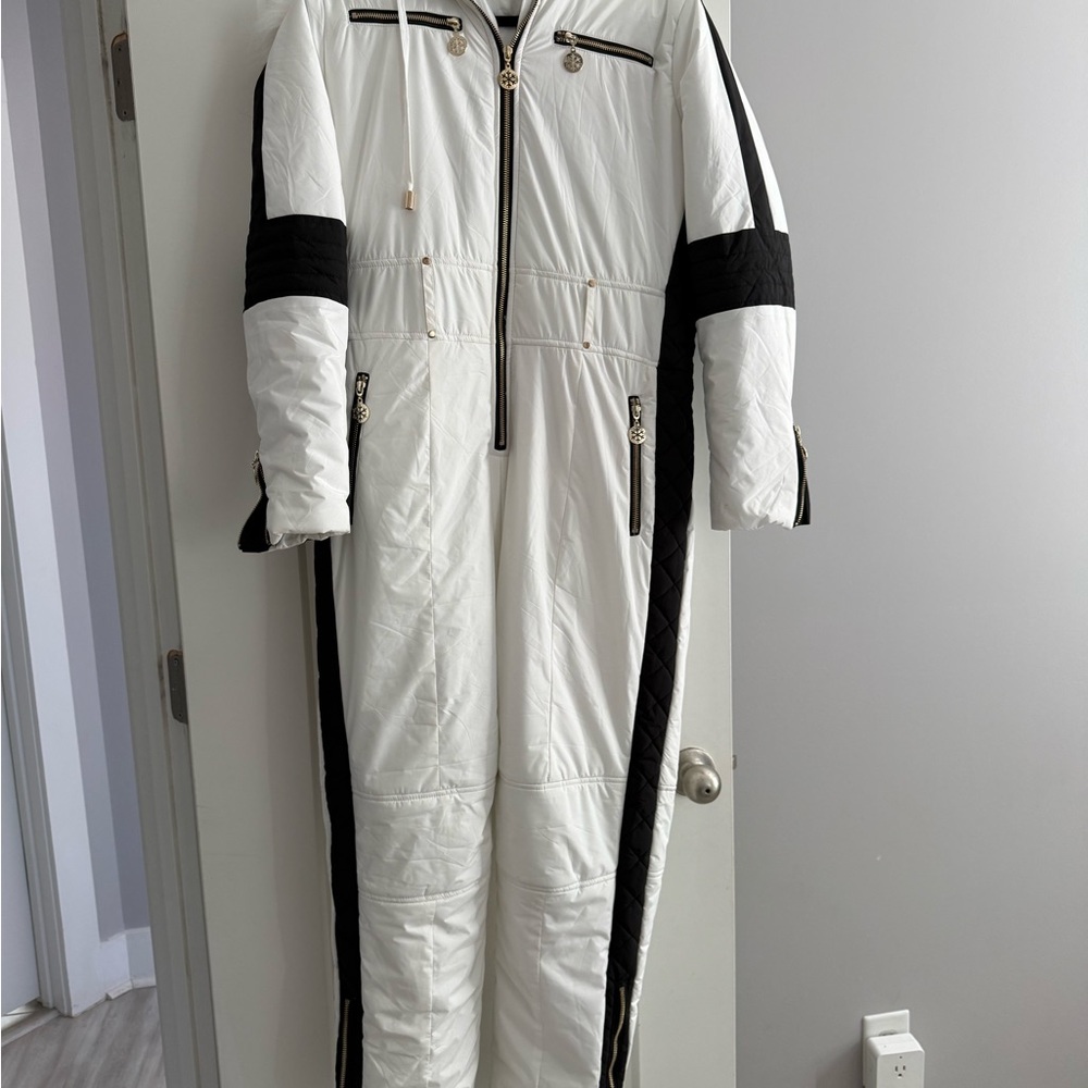 White and Black Quilted Jumpsuit
